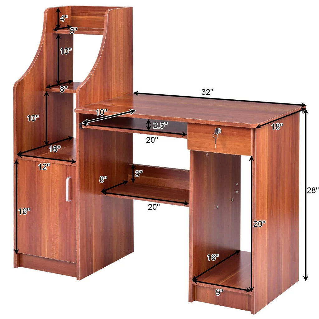 Computer Study Desk with Bookshelf B87341