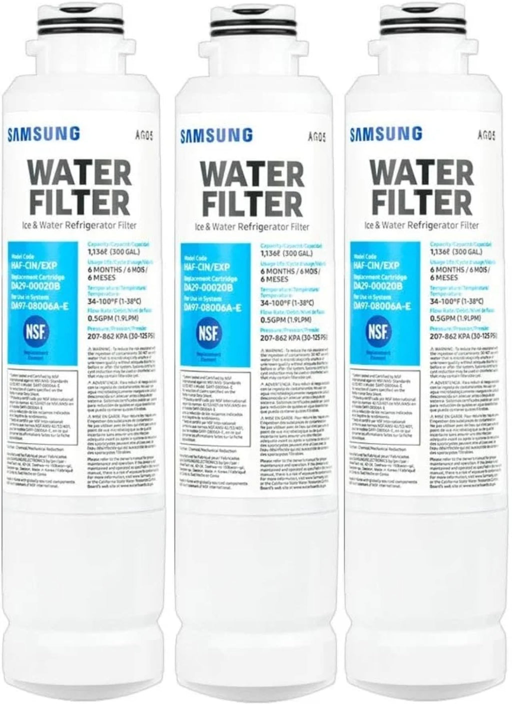 3 Pack Refrigerator Water Filter T109